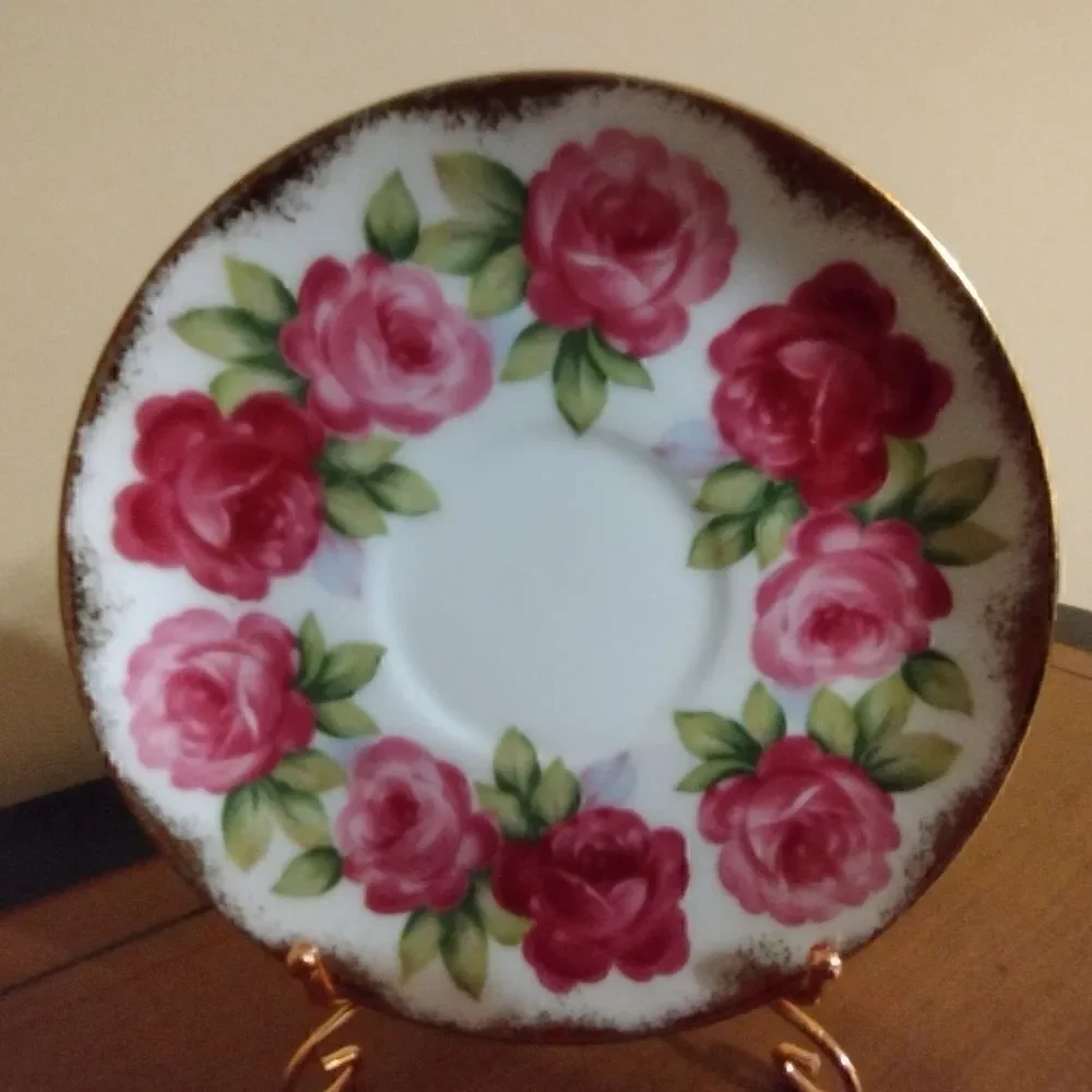 Lot of 2 Vintage Saucers with Gold Trim